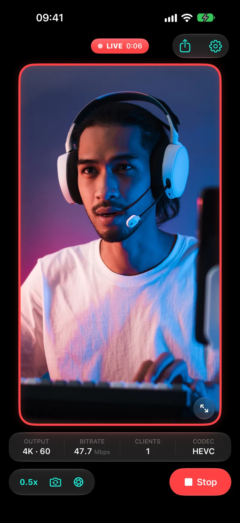 StreamCam on iPhone, live in 4K at 60 fps